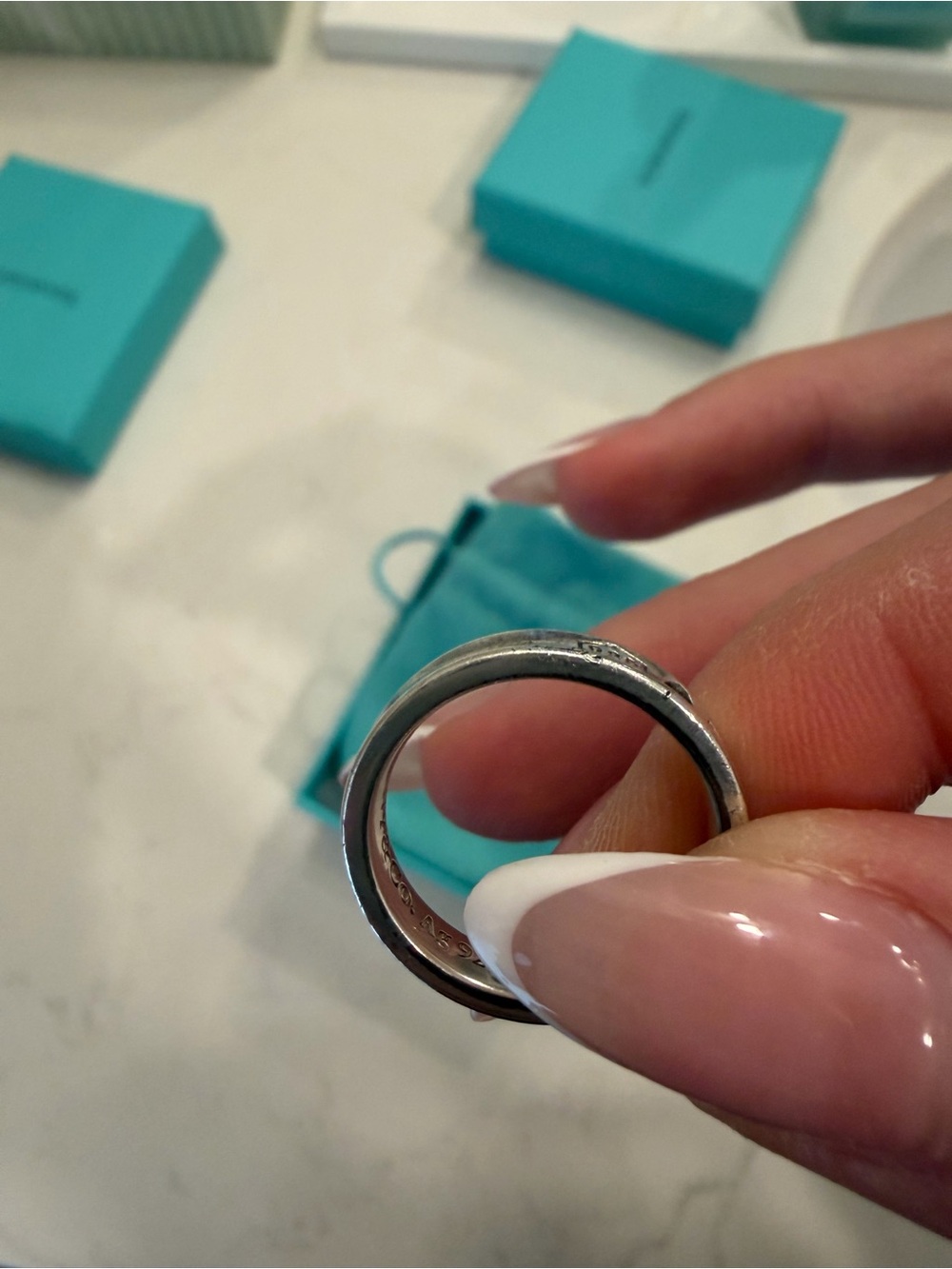 Tiffany & Co. Sapphire Narrow 1837 Band Ring, Size 6.5 - Picture 5 of 9